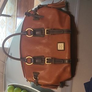 Dooney and Bourke Brown leather satchel with tassels